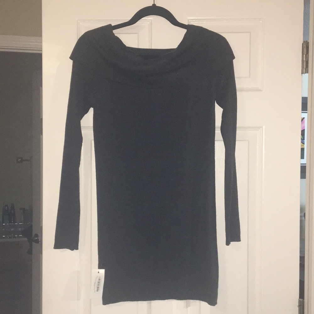 Grey off the shoulder tunic sweater
